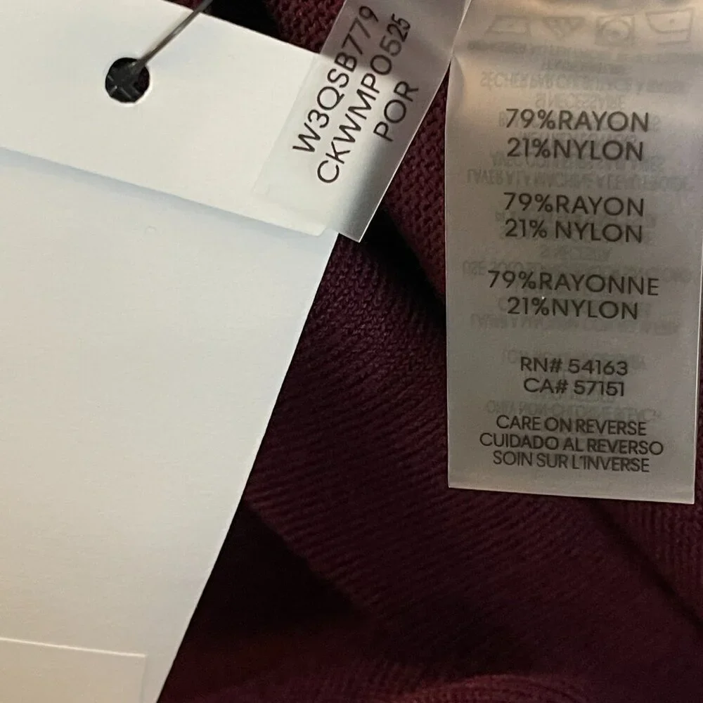 NWT Calvin Klein Solid Turtle Neck Long Sleeve Sweater w/ Button Detail Sleeve